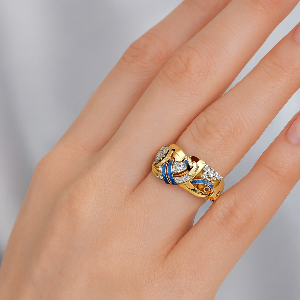 Marie - Vintage Ring med Gyldne Zirkoner