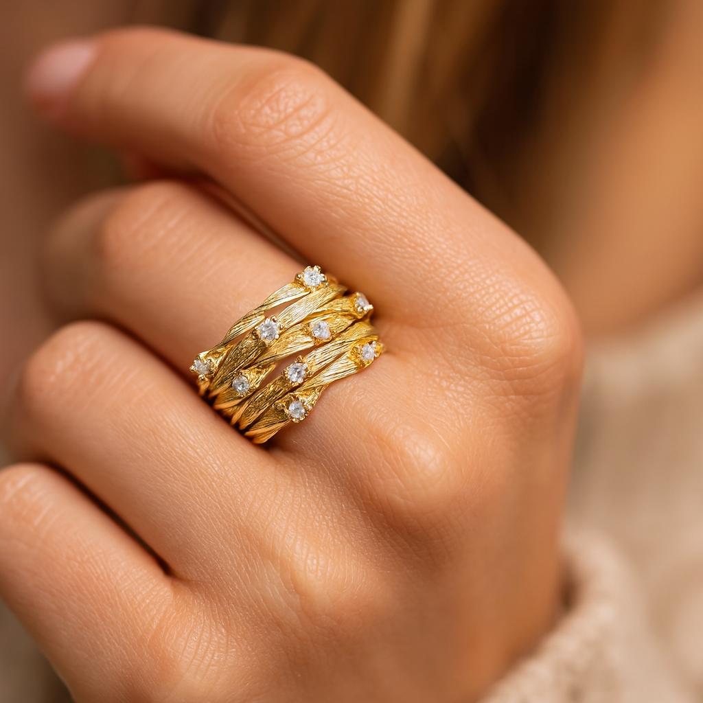 Johana - Vintage guld ring med zirkonia