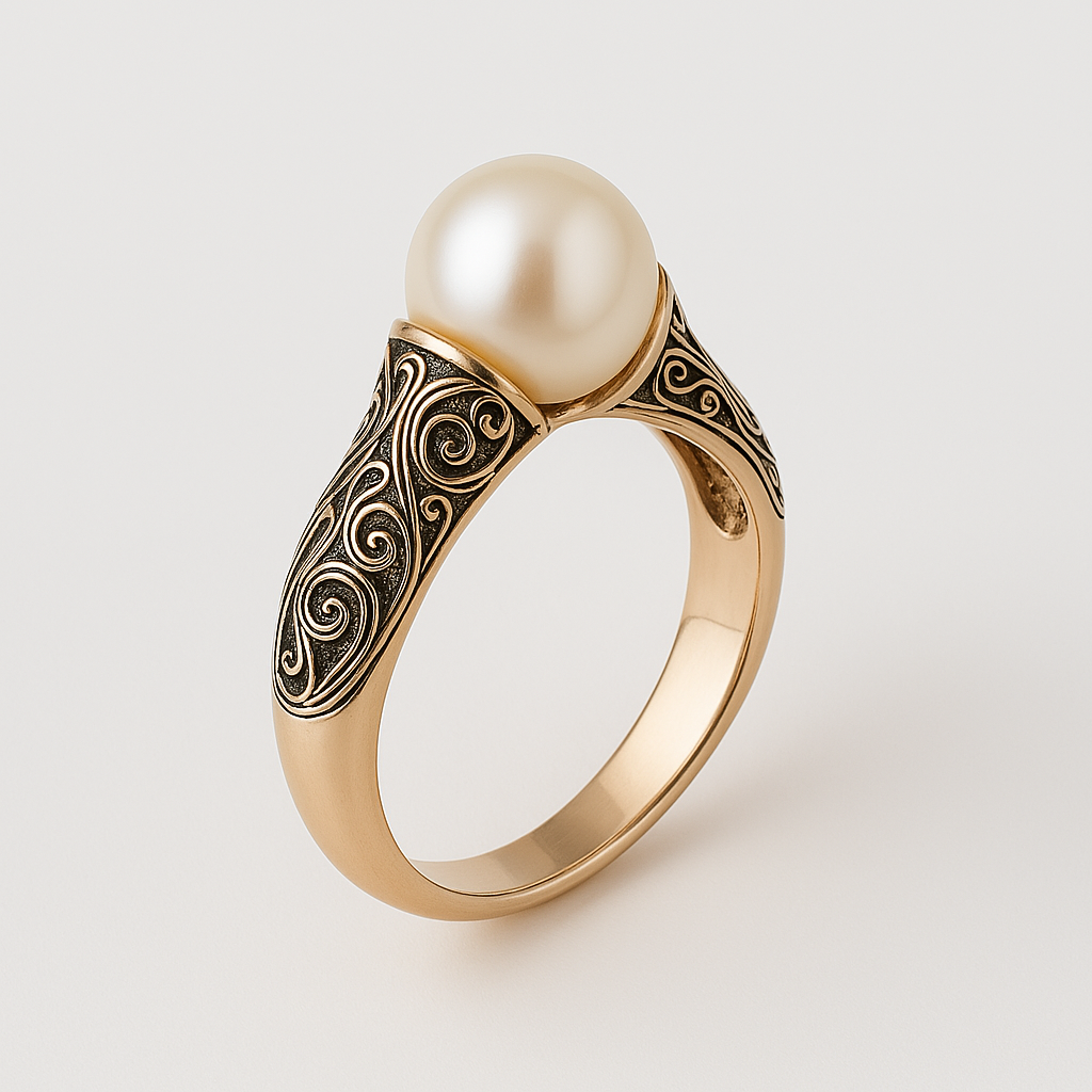 Theresia - Vintage gyldent ring med perle