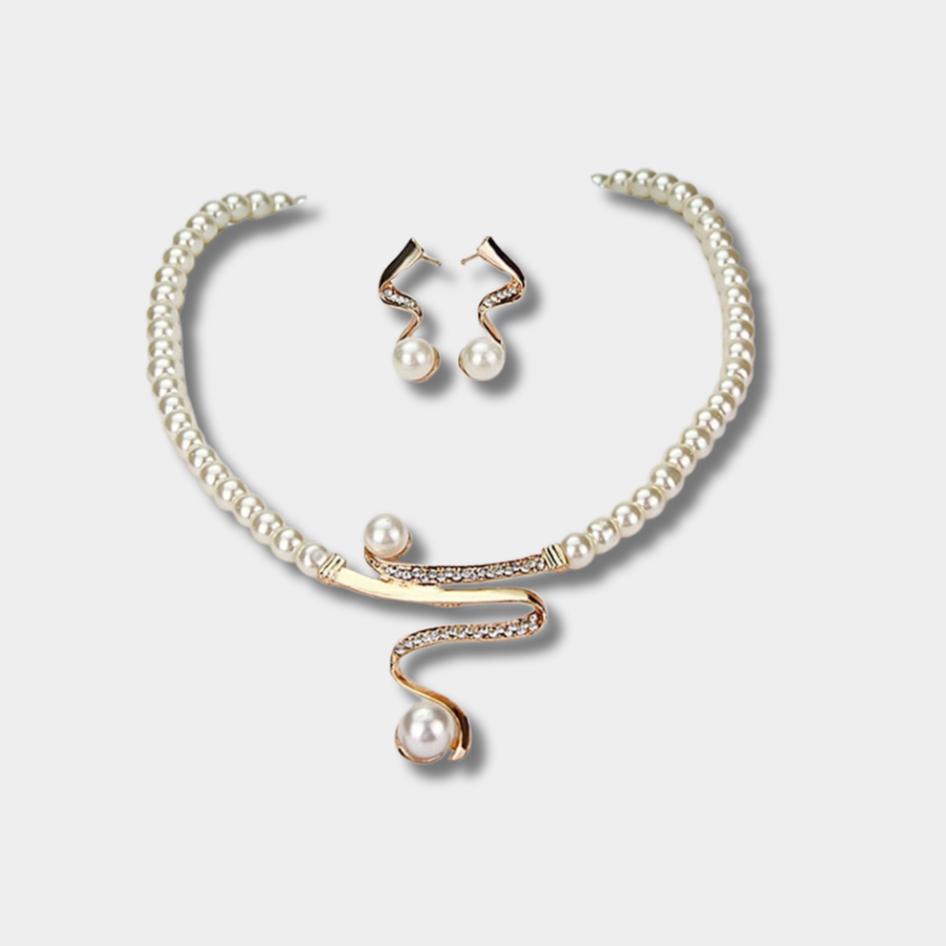 Fabienne - Perlekæde + sæt af øreringe