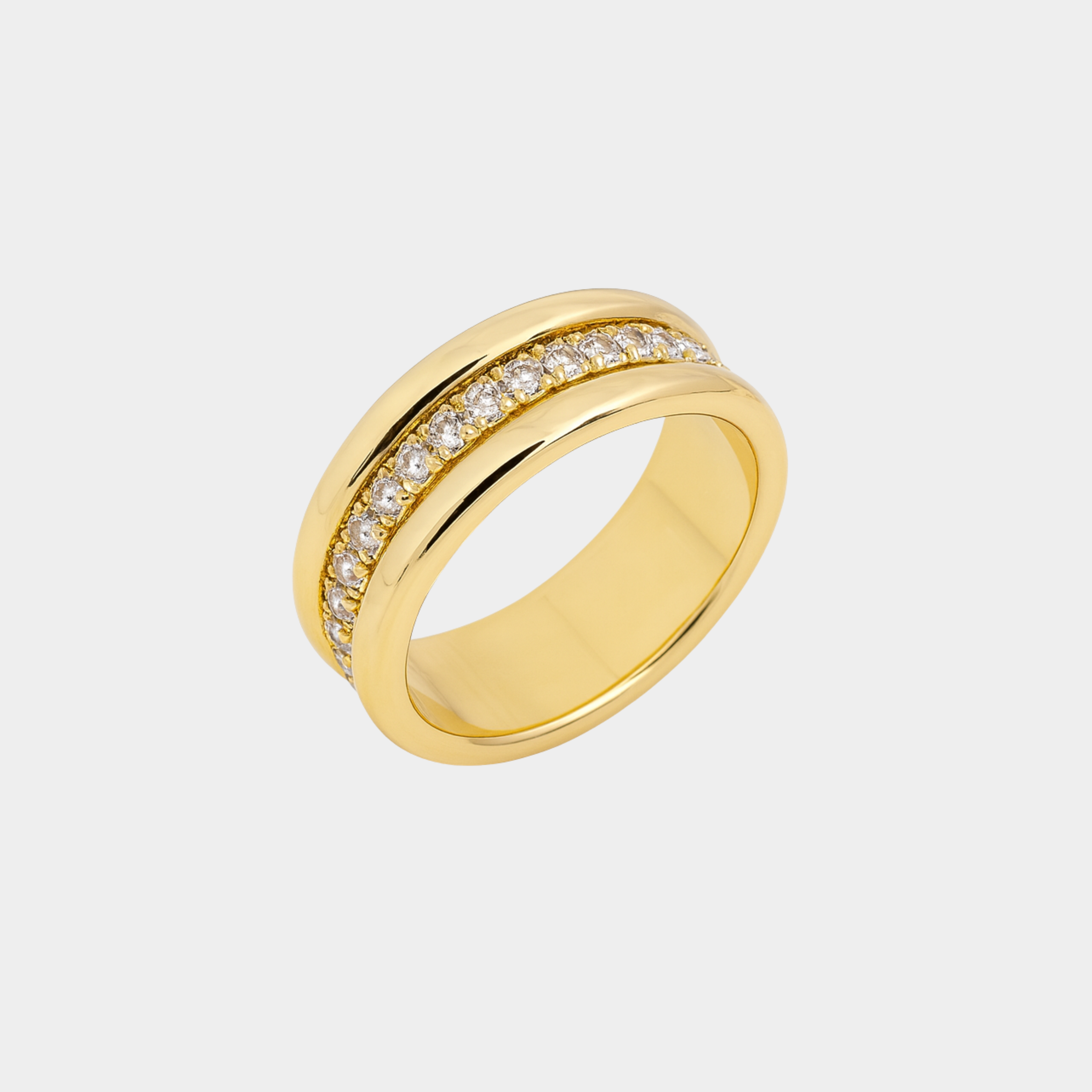 Elegant zircon ring with double insertion