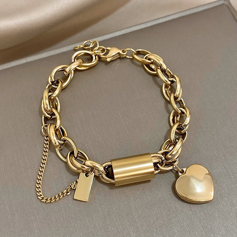 Chunky Hjerte Stykke Armbånd | Guld