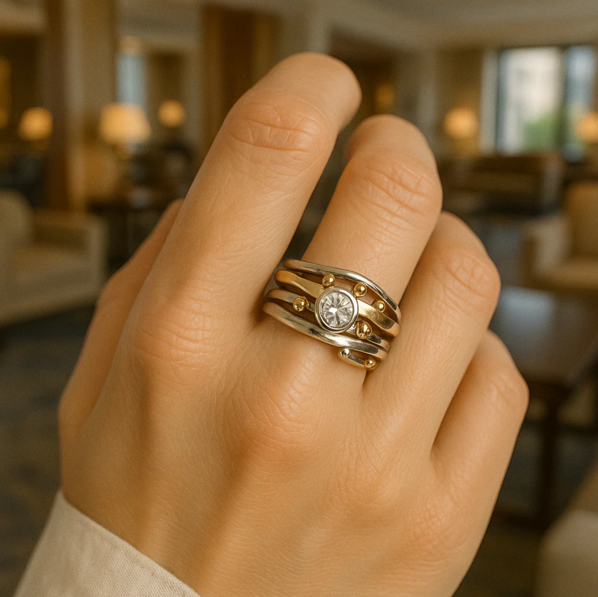 Štěpánka - Vintage guld ring med indlagt zirkonia