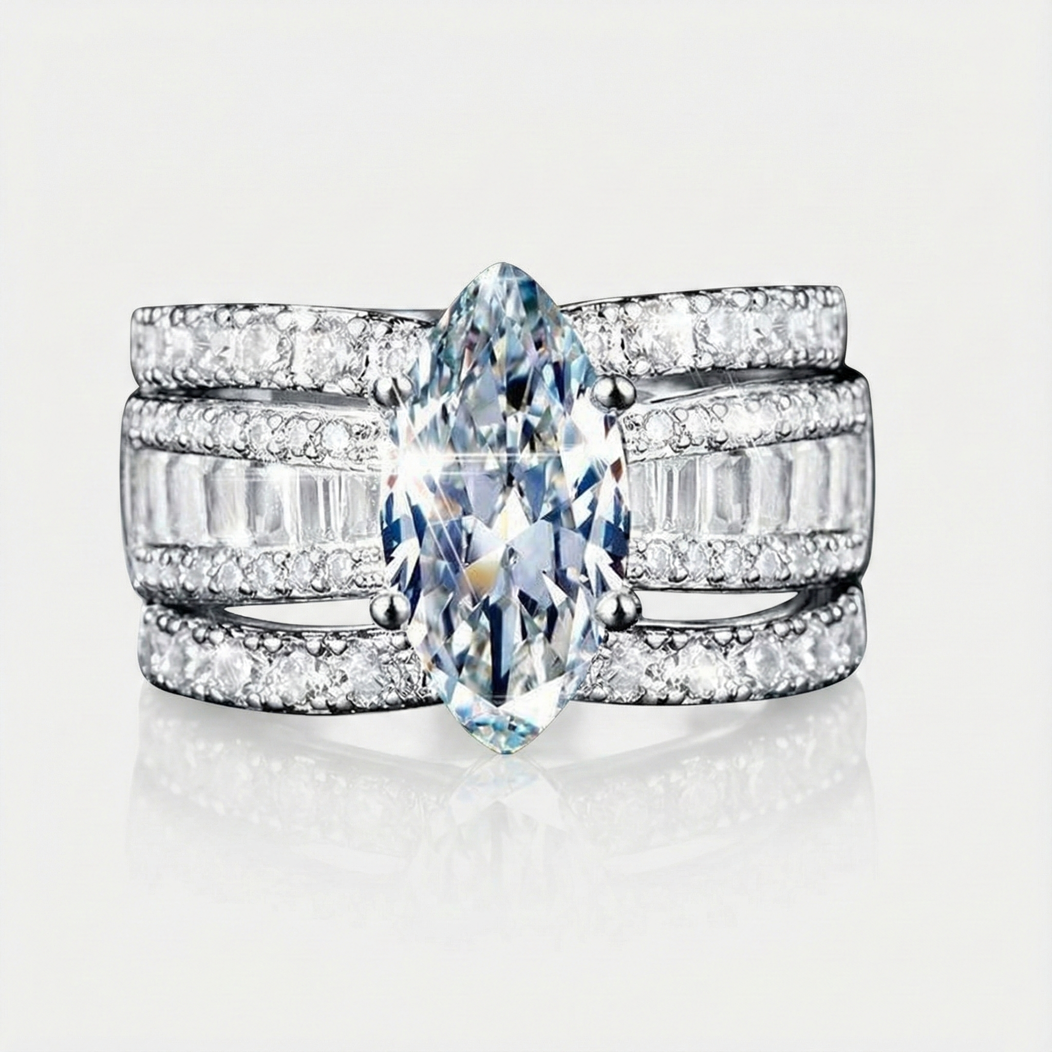 Verena – Sæt af ringe med krystal og gyldne accenter.